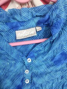 Boho Blue Tie-Dye Print Blouse