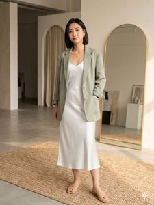 Chic Linen Blend Blazer &amp; Shorts Set