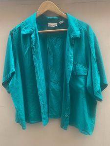 Teal Short Sleeve Button-Up Shirt