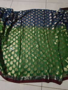 Embroidered Green Silk Saree