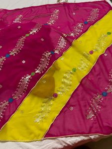 Vibrant Pink &amp; Yellow Dupatta