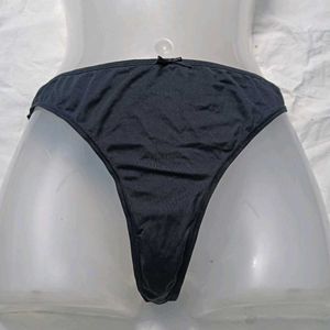 ⭐ Black Thong Panty with Bow Detail