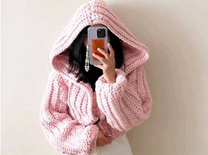 Pink Chunky Knit Cardigan