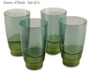 Set of 4 Green Tumbler Glasses New without tags