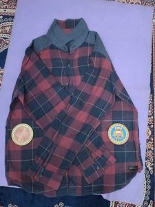 Men's Red Plaid Button-Down Shirt