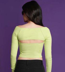 Lime Green Cut-Out Long Sleeve Top