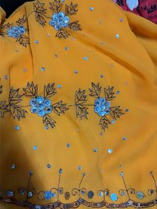 Embroidered Yellow Georgette Saree💛