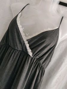 Comfortable Grey Lace Trim Nightgown