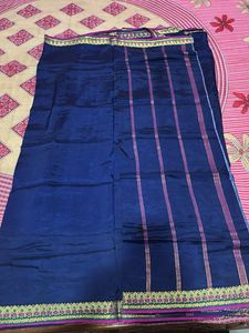 Elegant Navy Blue Saree with Gold Border
