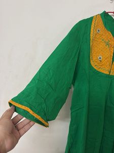 Green &amp; Yellow Embroidered Lhenga Choli