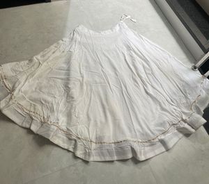 White Ethnic Skirt with Gold Trim