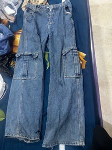 Blue Denim Cargo Jeans