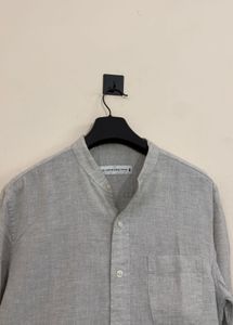 Light Grey Band Collar Shirt