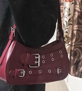 Stylish Burgundy Hobo Bag with Buckles