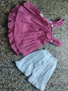 Baby Girl Pleated Top &amp; Shorts Set