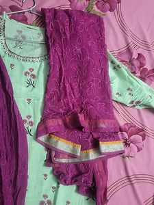 beautiful Silk pista color kurti plazzo new