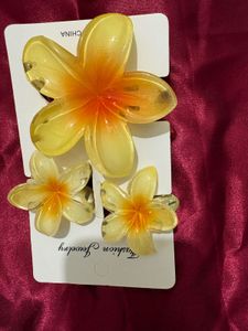 Floral Hair Clip Set - Tropical Yellow
