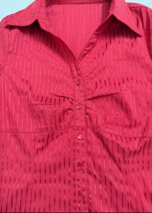 Chic Red Striped Button-Up Shirt
