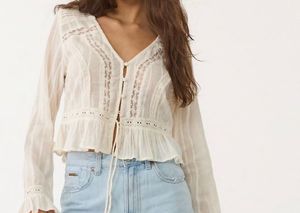 Boho Lace Trimmed Peplum Blouse