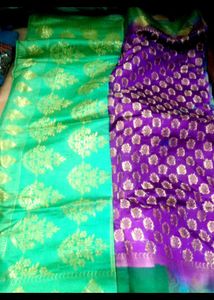Green & Purple Banarasi Silk Saree