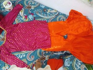 Vibrant Orange and magenta pink sharara an