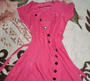 Vibrant Pink Button-Up Dress