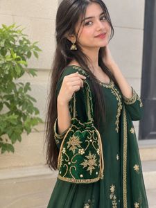 Emerald Green Embroidered Potli Bag