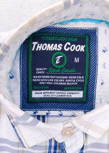 Thomas Cook Premium Men White Blue Checkered shirt