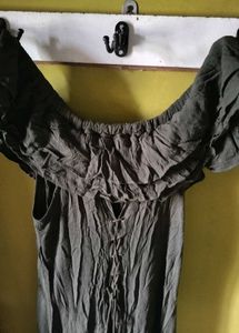 Olive Green Ruffled Maxi Dress