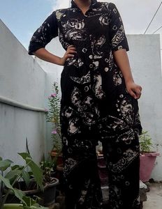 Black Printed Kurta and Palazzo Set