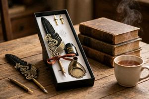 Steampunk Feather Quill Pen Set
