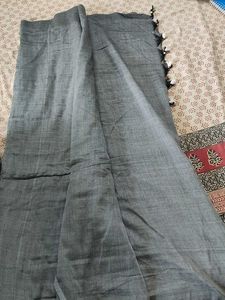 Elegant Grey Saree with Tassels