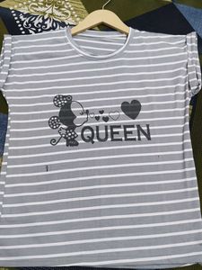 Cute Minnie Queen Striped T-Shirt