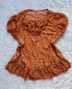 🍊 Floral Ruffle Top - Chic &amp; Flowy