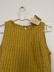Mustard Yellow Textured Sleeveless Top