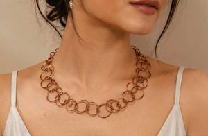 Chic Copper Interlocking Circle Necklace