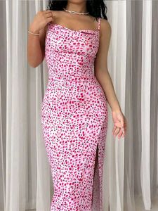 Pink Floral Print Maxi Dress