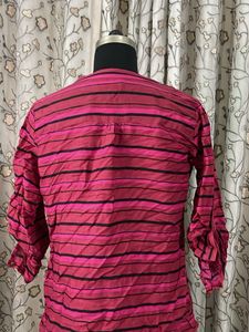 Chic Pink &amp; Black Striped Tunic Top