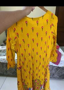 Yellow Floral Print traditional ethnic gown