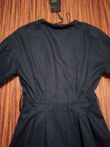 Navy Blue Classic Button-up maxi shirt dress