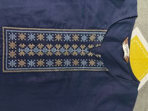 Elegant Navy Blue Embroidered Kurta