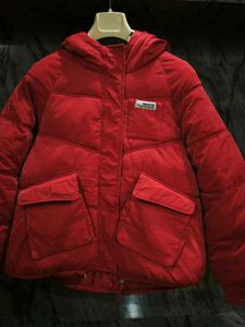 Red Puffer Jacket with Hood