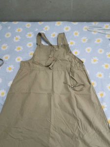 Khaki Pinafore Dress