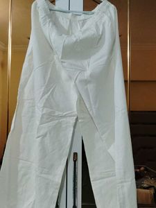 White Kurta Set with Black Buttons