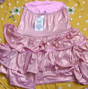 XS size Pink Ruffled Strapless Mini Dress