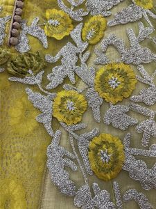 Elegant Lime Green Embroidered Kurta with Net