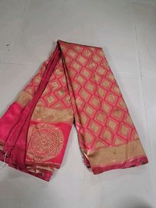 Elegant Pink & Gold Saree
