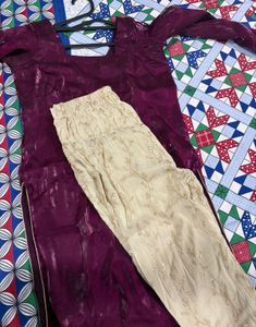 Elegant wine Silk Kurta set 💕