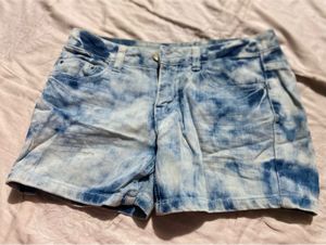 Tie-Dye Low Waist Denim Shorts