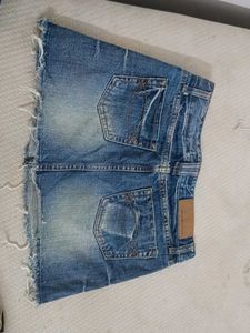 Distressed Denim Mini Skirt